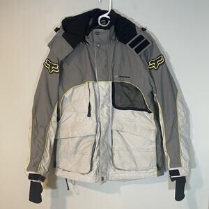 Fox Racing Winter Coat Parka Gray Black Men's M Snowmobiling Ski Hooded Jacket